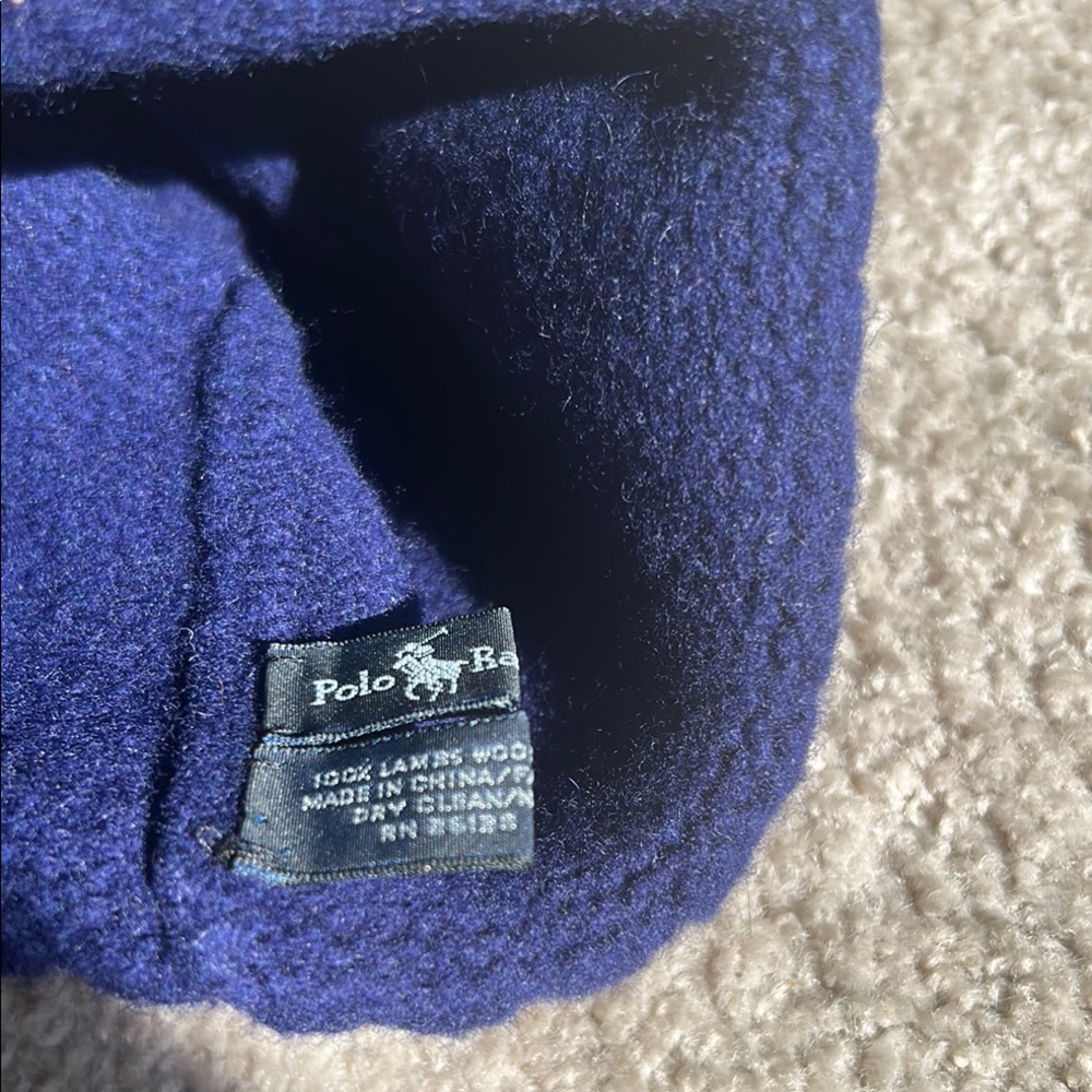 Ralph Lauren Navy Blue 100% percent Lambs Wool Beanie - Picture 2 of 6